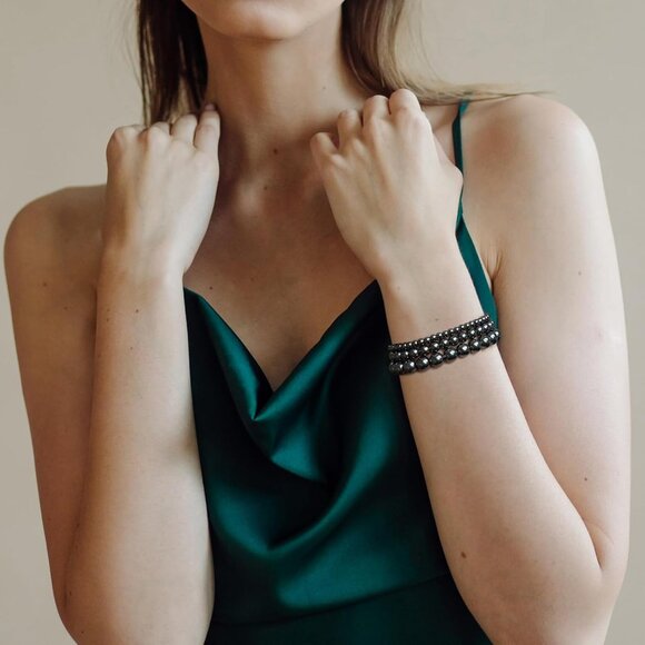 3PCS Hematite Healing Crystal Natural Stone Beaded Stretch Bracelet for Women - Picture 4 of 7